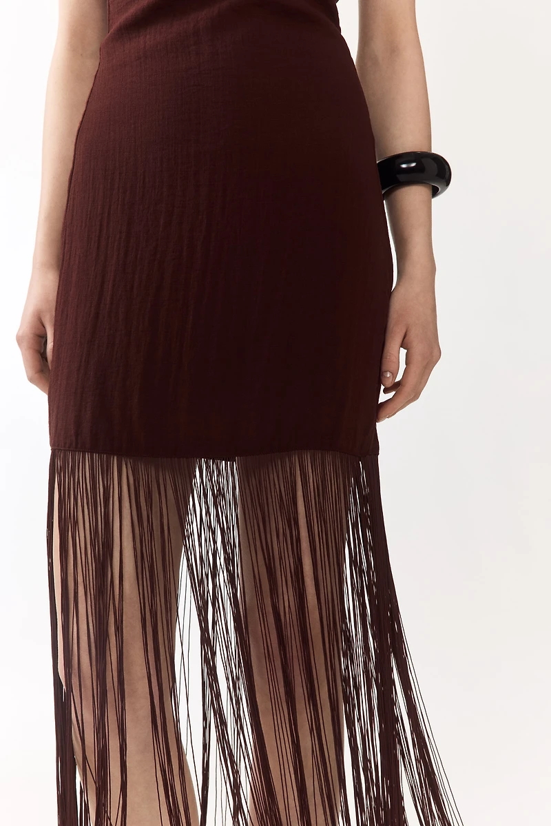 Bandeau Dress with Fringe