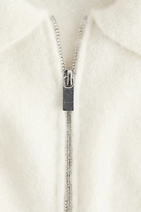 Chandail à col fermeture éclair en mohair mélangé