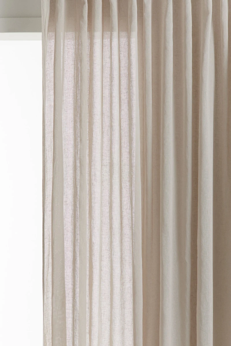 One-pack Long and Wide Linen-Blend Curtain Panel