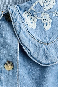 Denim Blouse with Collar
