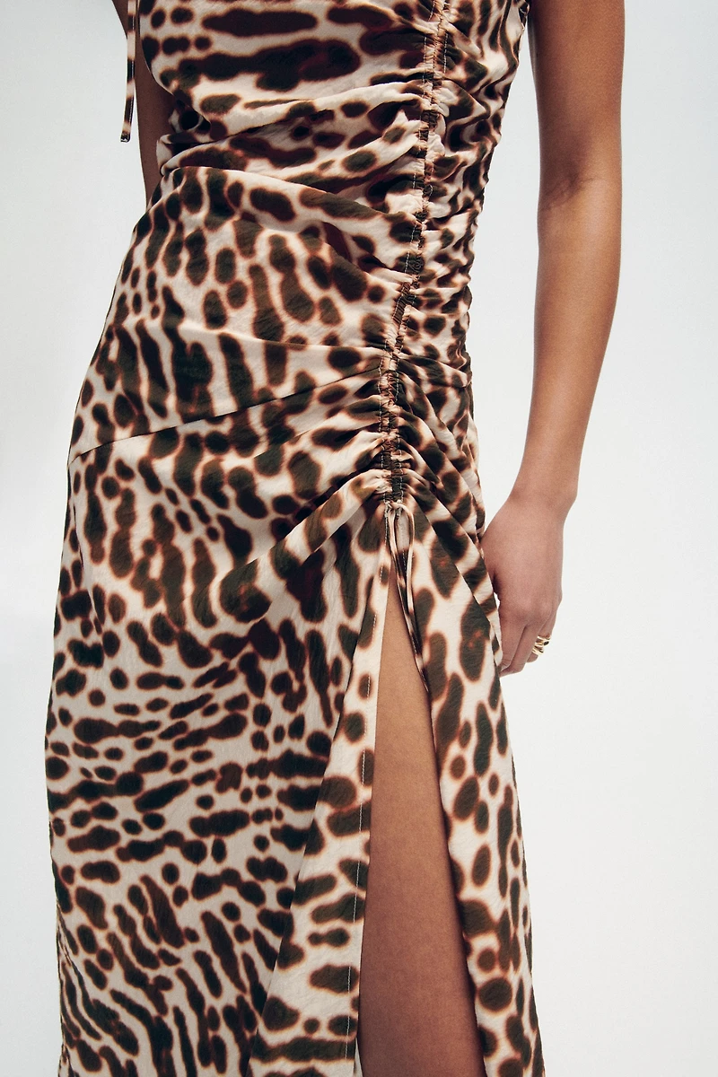 Drawstring-Detail Satin Dress