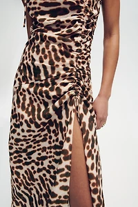 Drawstring-Detail Satin Dress