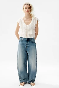 Blouse à volant avec liens nouer