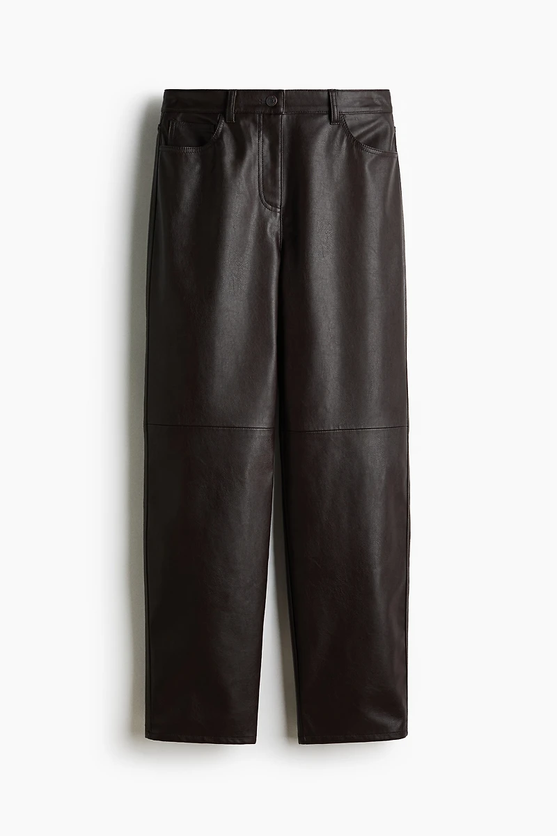 Barrel-Leg Coated Pants