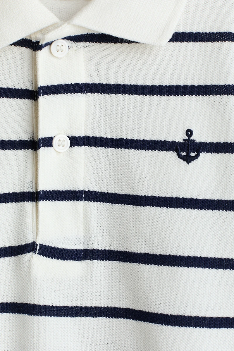 Embroidered-Motif Piqué Polo Shirt