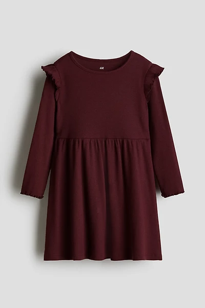 Rib-Knit Dress with Ruffles