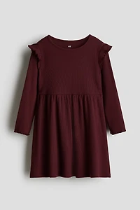 Rib-Knit Dress with Ruffles