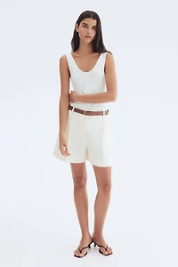 Belted Twill Shorts