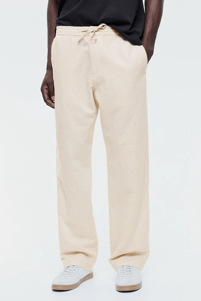 Regular-Fit Linen-Blend Pants