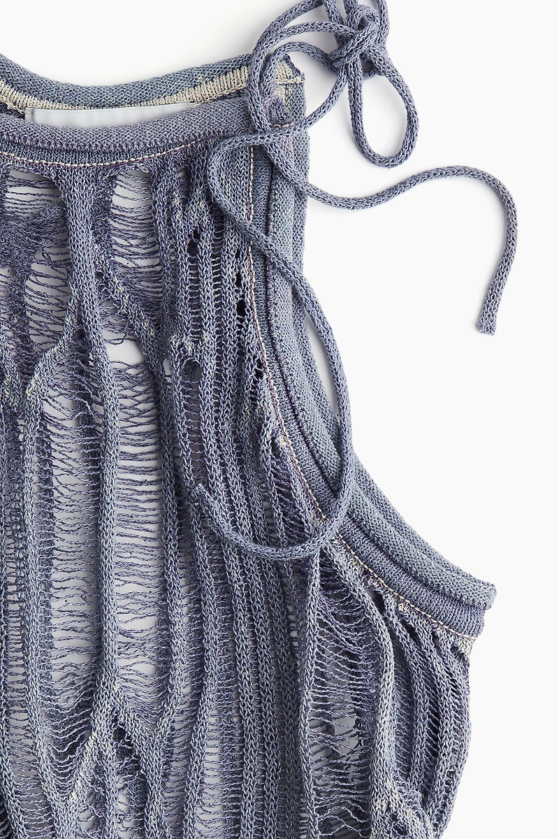 Knit Top with Tie Shoulder Straps