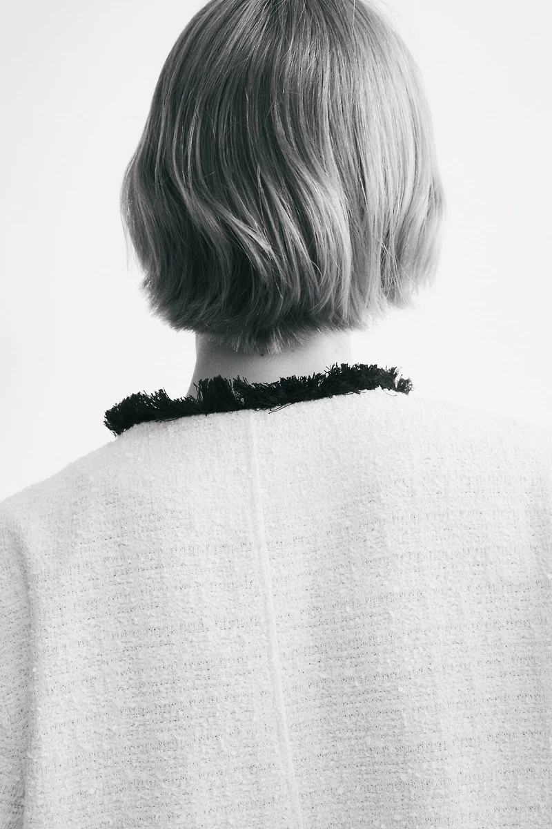 Bouclé-Knit Jacket with Fringe