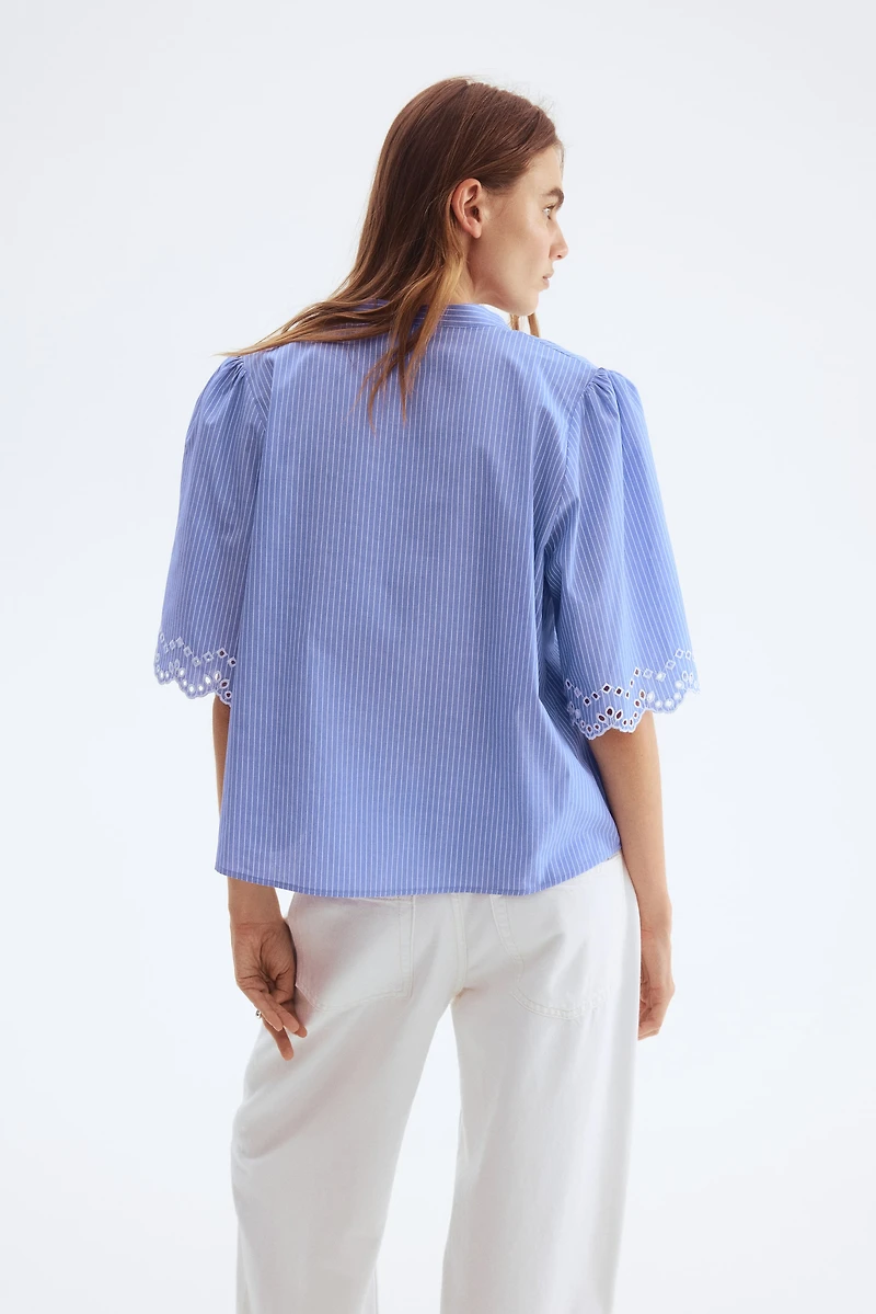 Eyelet-Embroidered Cotton Blouse