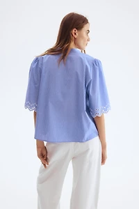 Eyelet-Embroidered Cotton Blouse
