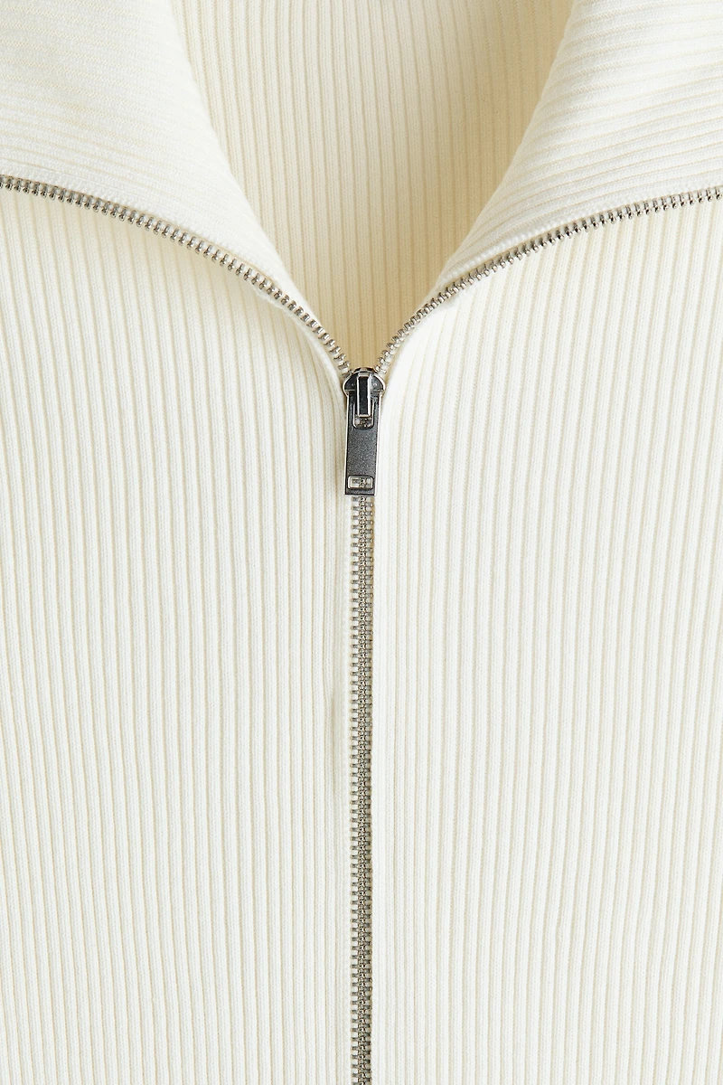 Slim-Fit Rib-Knit Cardigan