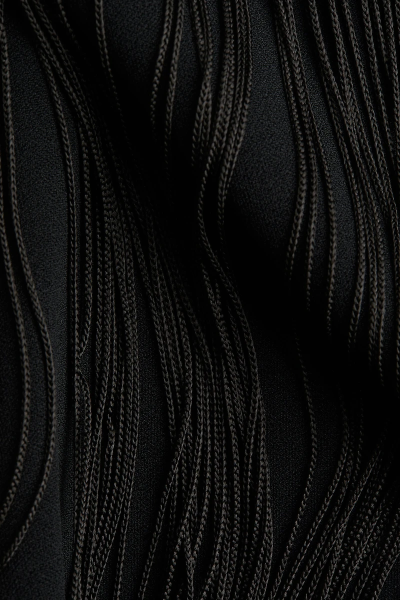 Fringe-Trimmed One-Shoulder Top