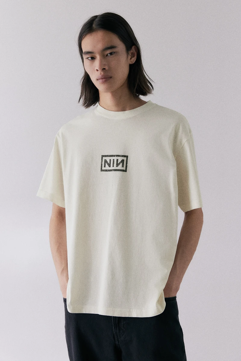 Loose Fit Vintage-Look Printed T-Shirt