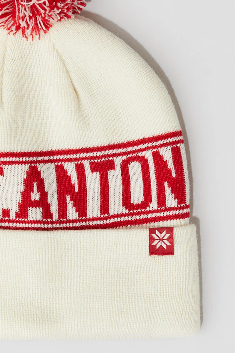 Jacquard-Knit Pompom Beanie