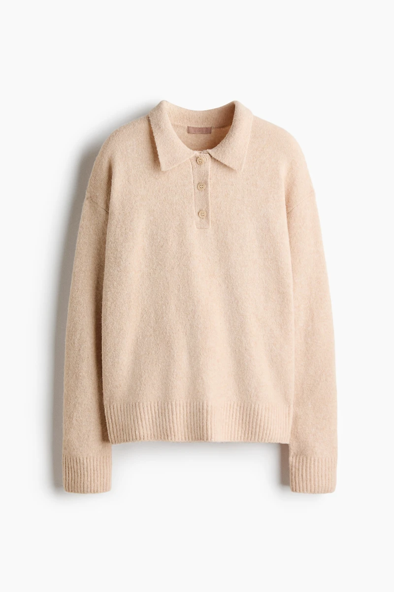 Cable-Knit Polo Sweater