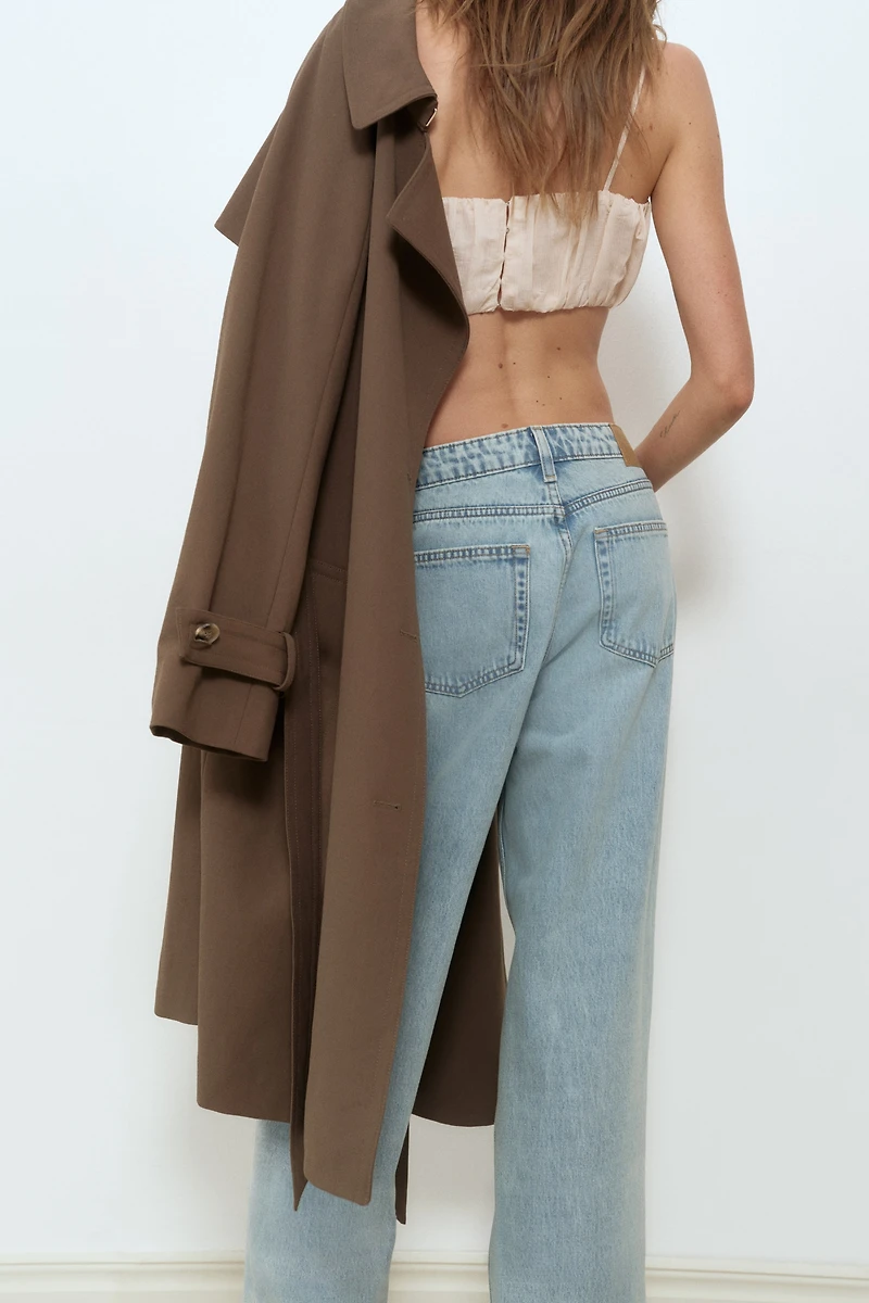 Jean à la cheville taille classique jambes tonneau