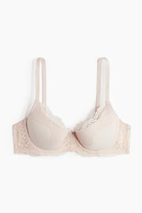 Soutien-gorge coussiné en microfibre et dentelle