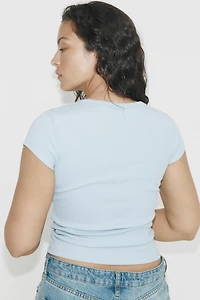 Ribbed Scoop-Neck T-Shirt