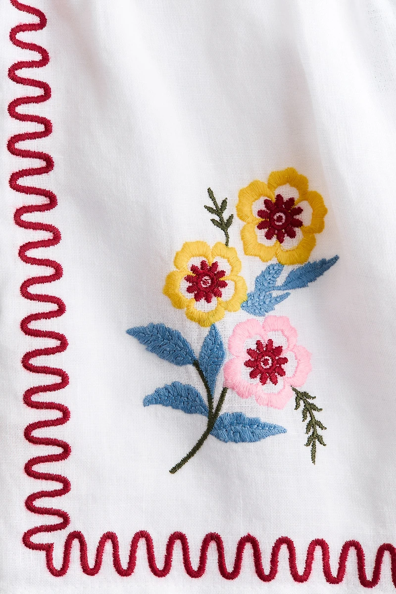 Embroidered Linen Beach Shorts
