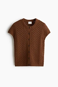 Gilet à mancherons en tricot pointelle