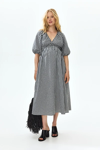 MAMA Balloon-Sleeved Midi Dress