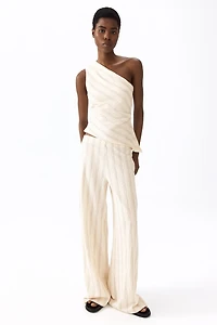 One-Shoulder Textured Cotton Top