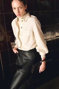 Linen-Blend Cargo Shirt