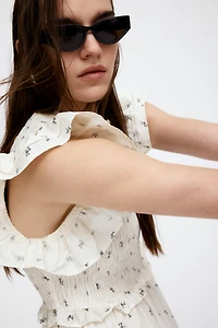 Robe en popeline avec manches volantées