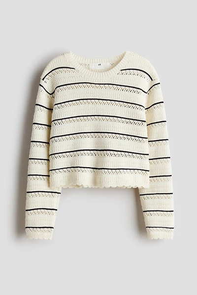 Pointelle-Knit Cotton Sweater