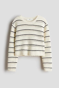 Pointelle-Knit Cotton Sweater