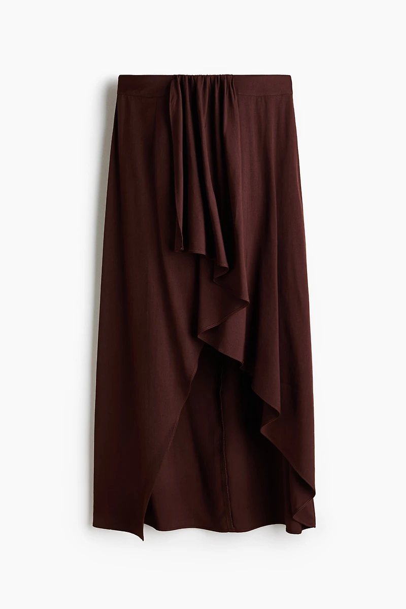 Draped-Panel Asymmetric Skirt