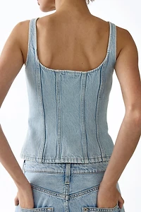 Button-Front Denim Top