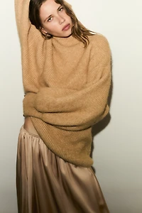 Rib-Knit Mock Turtleneck Sweater