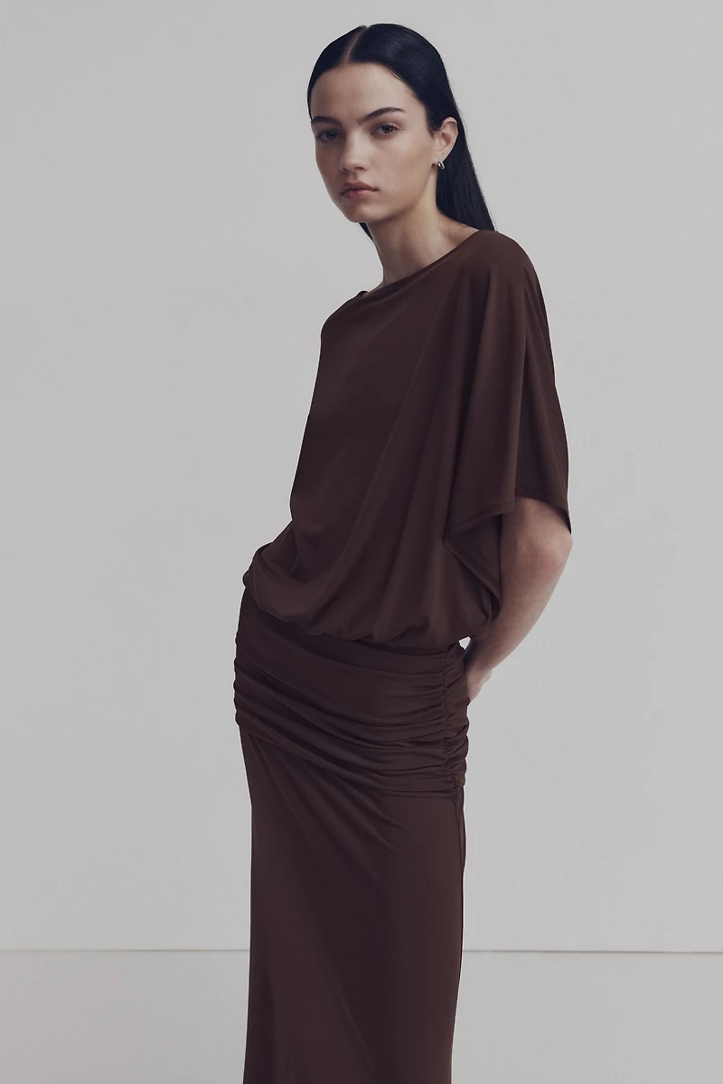 Robe maxi à effet drapé
