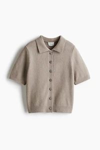 Short-sleeved collared cardigan