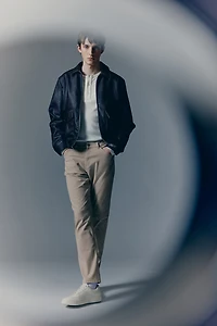 Pantalon aminci en tissu croisé de coton