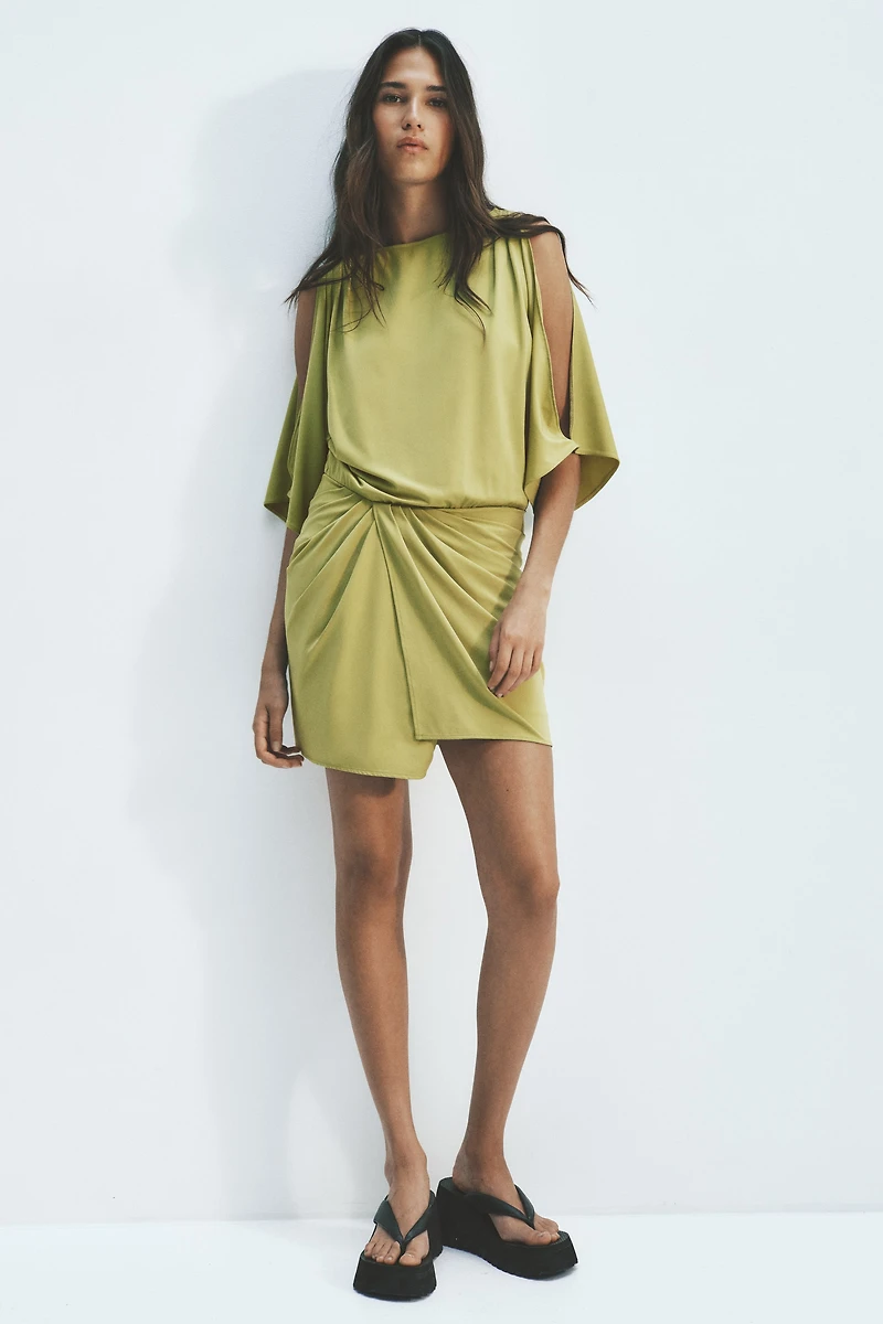 Draped Open-Shoulder Dress