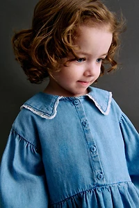 Denim Dress with Sailor Collar