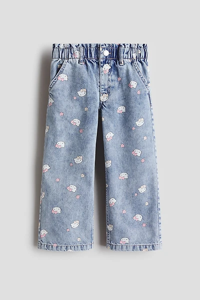 Wide-Leg Jeans with Motif