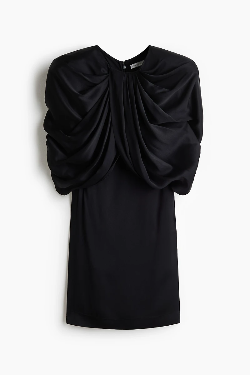 Draped Satin Mini Dress
