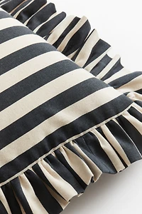 Housse de coussin volantée en coton