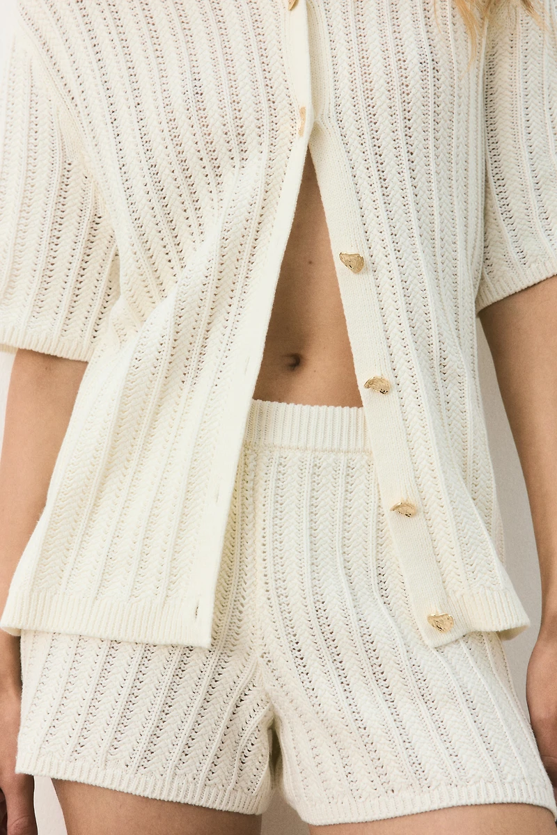 Pointelle-Knit Cotton Shorts