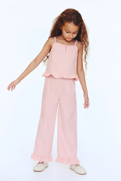2-Piece Ruffle-Trimmed Seersucker Set