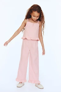 2-Piece Ruffle-Trimmed Seersucker Set