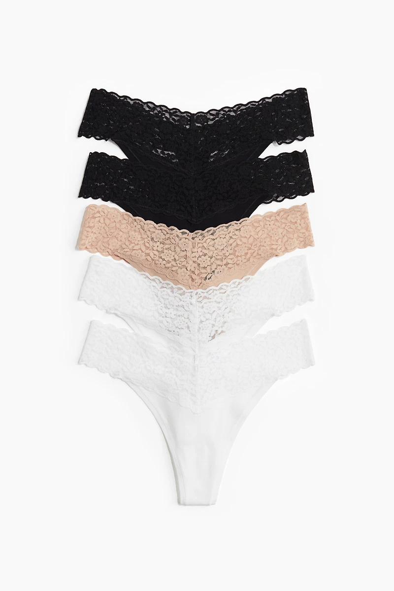 Lot de 5 culottes Thong en dentelle