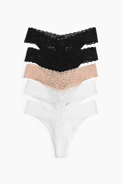Lot de 5 culottes Thong en dentelle