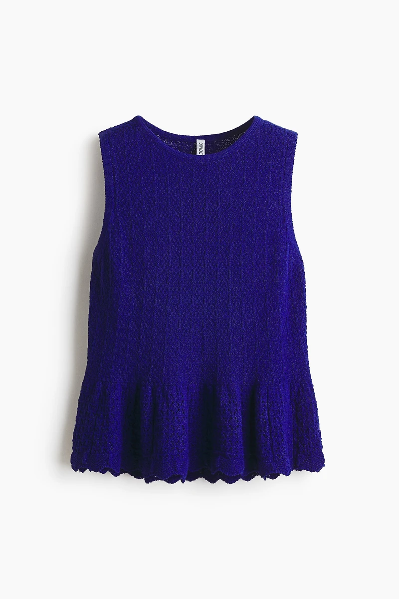 Pointelle-knit peplum top